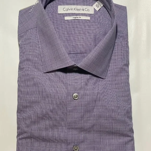 Calvin Klein Collection | Shirts | New Authentic Calvin Klein Dress Shirt  Regular Fit 0cotton Sm Whpurple Xl | Poshmark